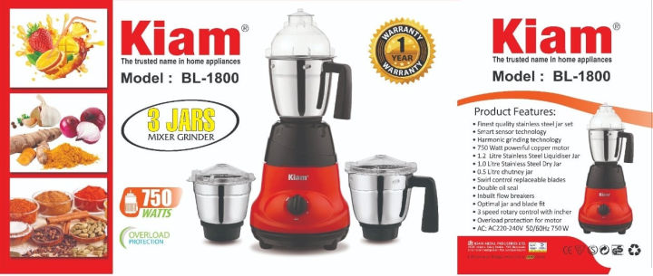 Kiam Mixer Grinder BL-1800 (750-W)