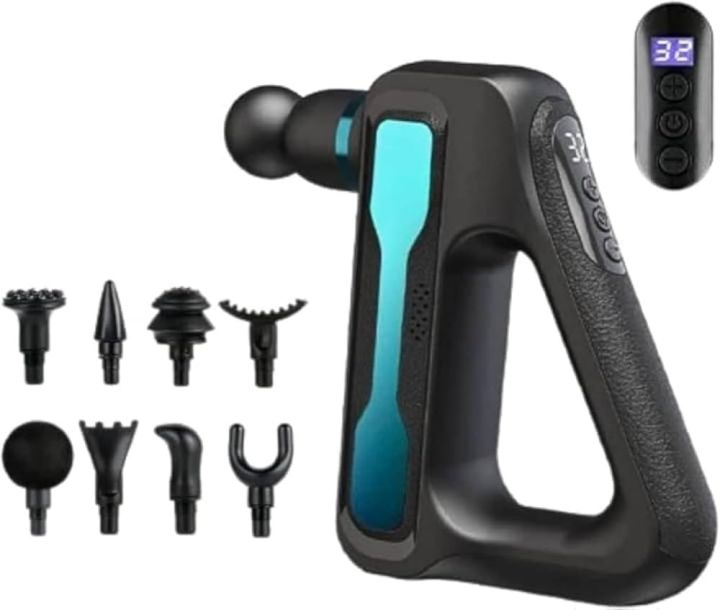 Fascial Gun Deep Tissue Handheld with 32 Speed Levels 8 Massage Heads LCD Display Muscle Massager Quiet Powerful Percussion Fascial Gun for Pain Relief