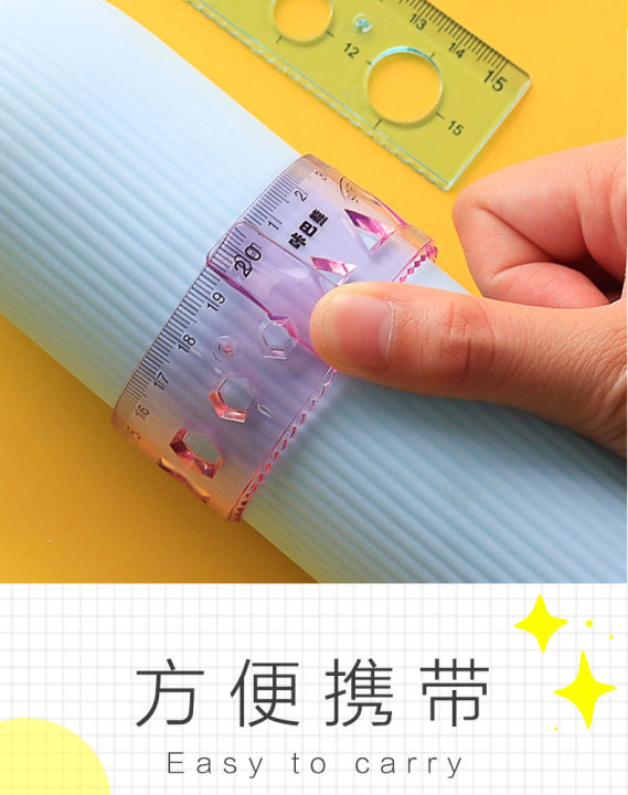 4pcs%20in%201set%20Soft%20Bendable%20Straight%20Ruler%2015cm%2020cm%20Protractor%20Ruler%20Triangle%20Plastic%20Child%20Student%20Stationery%20(multicolor)%20-%20Image%203