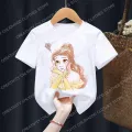 2022 Belle Children T-Shirt Disney Princess Anime T Shirt Clothes Cartoons Fairy Tales Kawaii Casual Top Kid Boy Girl Tee Shirts. 