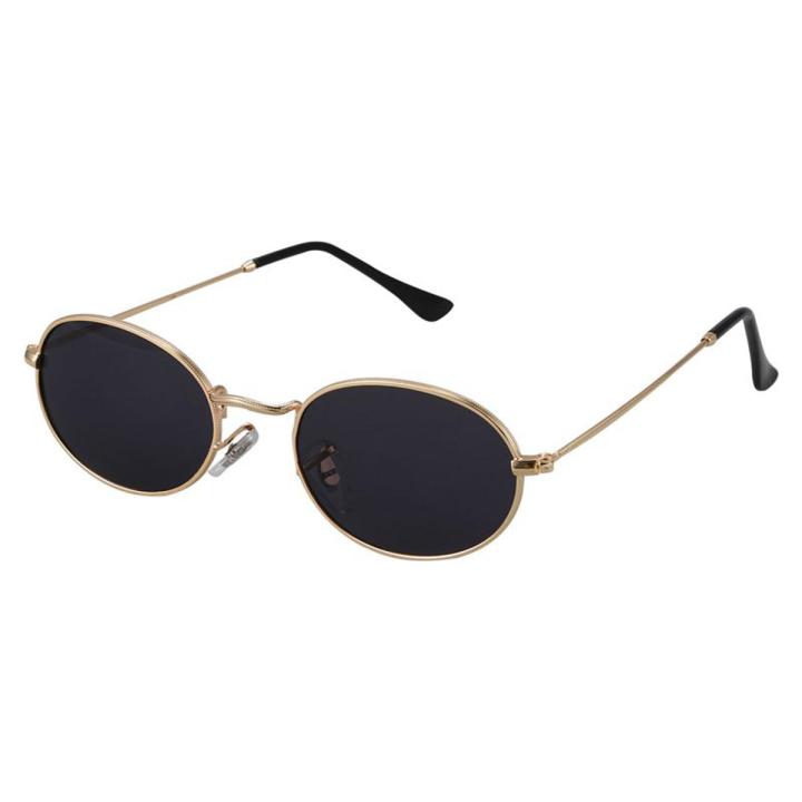 Oval Sungles Vintage Male Female Retro Sun Gles Round Eyewear S8006 Gold frame Black