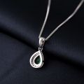 Potiy Pear Simulated Nano Emerald 925 Sterling Silver Pendant Necklace Without Chain For Women Gemstone Statement Necklace Daily. 