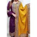 New Georgious Unstiched Afsan Printed Three Piece For Women ( 3 Pieces ) - Dress For Girls - 3 Pice Dress - Three Piece. 