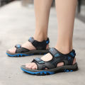 2023Summer Youth Sports Sandals Men's Junior High School Student Slippers Leather All-Match Non-Slip Soft Bottom Beach Shoes.