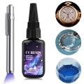 UV Resins Glue Lamp 25g Adhesive Fast Drying Transparent High Hardness Epoxy Resin Adhesive UV Solar Curing for DIY Jewelry.