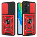 Vantime for vivo Y03 / Y03t / Y18 / Y18s / Y28s 4G 5G Case Hard Sliding Lens Protect Stand Holder Back Cover.