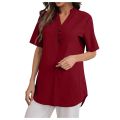 Light and Airy: Solid Color Short-Sleeved V-Neck Tops for Women. 