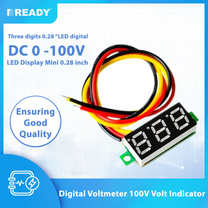 0.28" LED DC 0-100V Red Voltmeter Digital Display Voltage VOLT METER 12V 24V
