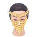 European and American inverted triangle coin face curtain fashion metal mask India dance mask stage performance face accessories women.