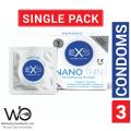 EXS  Nano Thin Condom for Men | Single 3pcs Pack | UK | EXS Ribbed, Cola, Snug, Glow, Delay 3pcs Condom - Choose Before Order. 