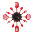 16 Inch Large Kitchen Wall Clocks with Spoons and Forks(Red). 
