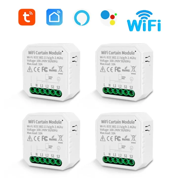 4pcs%20Tuya%20WIFI%20Intelligent%20Curtain%20Module%20Switch%20Mobilephone%20Remote%20APP%20Control%20Compatible%20with%20Alexa%20and%20Google%20Assistant%20for%20Voice%20Control-white%20-%20Image%202