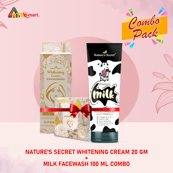 Nature's Secret Whitening Cream 20 gm & Milk Facewash 100 ml Combo