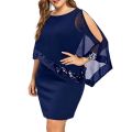 Formal Plus Size Dresses Womens Cape Sleeve Elegant Bodycon Church Dresses 2024 Sequins Chiffon Curve 4Xl 5Xl Dress Party Night.