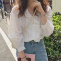 Blusas Cotton Loose Women Blouses Ruffles V-neck Long Sleeve Female Shirt Tops Spring New Office White Blouses Women Casual 8561.