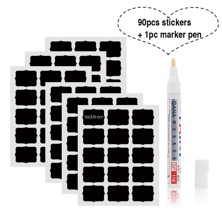 90pcs Spice Sticker Jars Stickers Kitchen Pantry Labels Kitchen Organizer Storage Bottles Waterproof Jar Blackboard Stickers