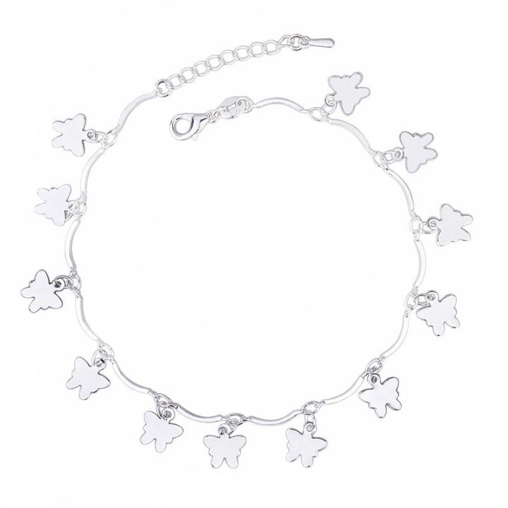New%20Korean%20Style%20Butterfly%20Charm%20Anklet%20or%20Bracelet%20for%20Women%20Silver%20Plated%20Adjustable%20Chain%20Fashion%20Jewelry%20-%20Image%203
