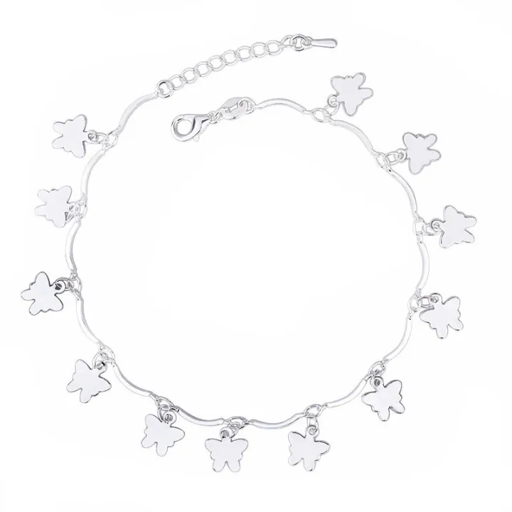 New%20Korean%20Style%20Butterfly%20Charm%20Anklet%20or%20Bracelet%20for%20Women%20Silver%20Plated%20Adjustable%20Chain%20Fashion%20Jewelry%20-%20Image%203