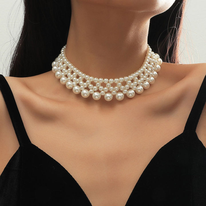 Femme Luxury Pearl Clavicle Chain Long Layered Pearl Necklace Europe United INS Fashion Choker Women's Jewelry Wora Special