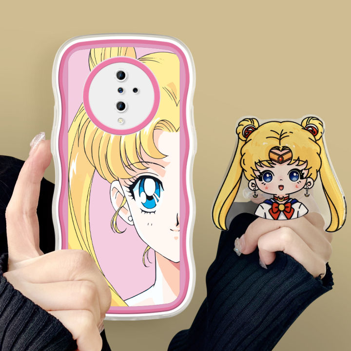 BILI for Vivo S1 Pro Back Cover With Free Ring Holder Beauty Sailor Moon Soft Transparent Colorful Wavy Phone Cases