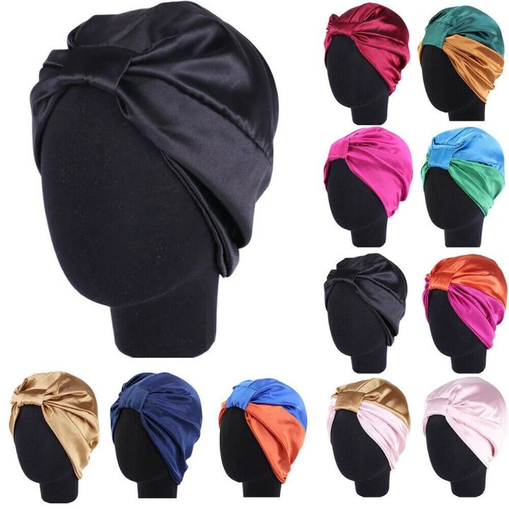 Fashion Silk Turban Bonnet For Women Satin Hat Stretch
