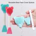 Bear Double Head Facial Mask Brush Silicone Applicator Spoon Spatula Stirring Stick Women Skin Face Cleansing Care Home Makeup Tools. 