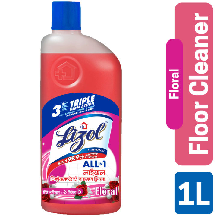 Lizol Disinfectant Floor & Surface Cleaner 1000ml Floral, Kills 99.9% Germs