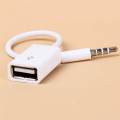 3.5mm Male AUX Audio Plug to USB 2.0 Female Converter Cable Cord for Car MP3.