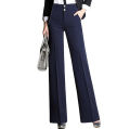 High waist women fashion office work pants plus size wide leg ladies formal trousers black red female wide leg pants.