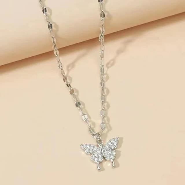 S925 Sterling Silver Butterfly Necklace & Earrings Set – Dainty Cubic Zirconia Jewelry Gift For Women & Girls