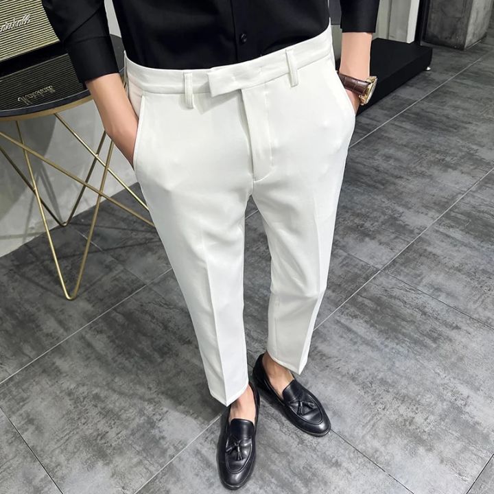 2022%20Summer%20Fashion%20Mens%20Dark%20Green%20Suit%20Pants%20Pure%20Color%20Business%20Occupation%20Slim%20Fit%20Dress%20Office%20Ankle%20Trousers%20-%20Image%203