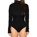 Ypser Solid Knitted Turtle Neck Skinny Warm Bodysuit Women Long Sleeve Bodycon Sheer Body Suit. 