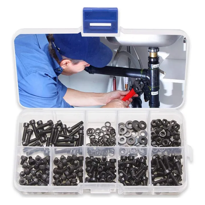 300%20Pcs%20Nuts%20Bolts%20Set%20Hex%20Bolts%20Nut%20and%20Washer%20Assortment%20Screws%20Bolts%20M3%20Tool%20Kit%20with%20Plastic%20Box%20(Black)%20-%20Black%20-%20Image%208