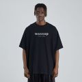 WASSUP HEODSAmerican-Style Vintage Printed Summer Short SleeveTMen's National Fashion Cotton Loose Design.