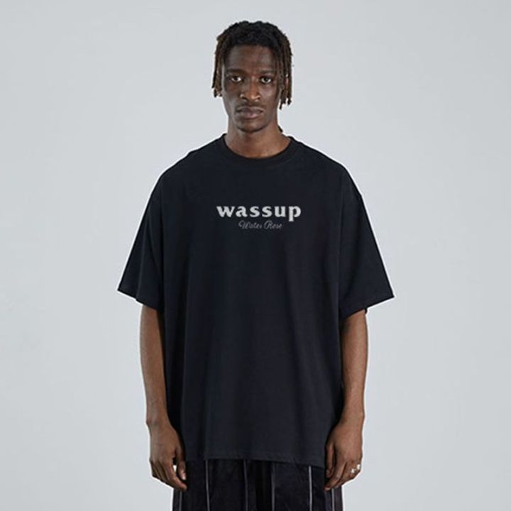 WASSUP HEODSAmerican-Style Vintage Printed Summer Short SleeveTMen's National Fashion Cotton Loose Design