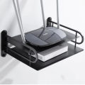 Black Metal Wireless Wifi Router Storage Box / TV Set Box Shelf Wall Hanging Plug Board Bracket Cable Storage Organizer. 