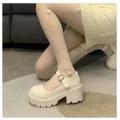 Lolita Shoes Japanese Girl Platform Black high heels fashion Round Toe Mary Jane Women Patent faux Leather Student Cosplay Shoes House Foocus.