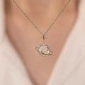 Live source planet necklace for the year of the woman new moon chalcedony myth niche design gold color light luxury clavicle chain.