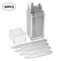 Goglor 40PCS Premium Stainless Steel Metal Collar Stays for Men,4 Size in Clear Plastic Box(Without Magnet). 