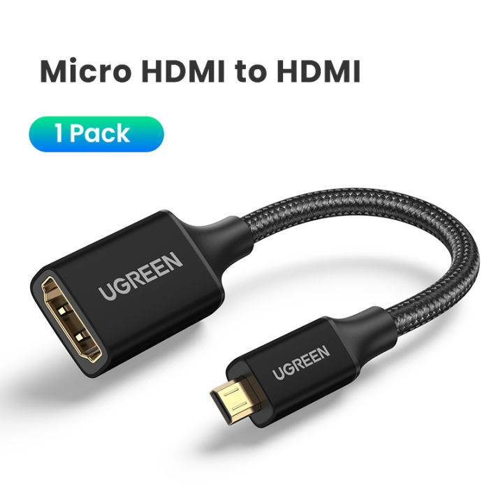 (NEW) Micro HDMI to HDMI Adapter, Micro HDMI to HDMI Nylon Braided Cable 25cm Male to Female Supports 1080P 4K/3D, Compatible for GoPro Hero 7 Raspberry Pi 4 Sony A6000 Camera Nikon B500