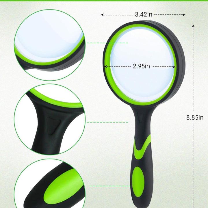 Handheld Portable Glass Lens Magnifier Rubber Handle Magnifying Glass