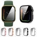 (New) Tempered Glass Film Plating PC Watch Case For Apple Watch Series 9 / 8 & 7 41mm.