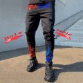 2023 Men's Ripped Hot Drill Jeans Skinny Jeans Black Stretch Denim Pencil Pants MAN Denim Street Punk Slim Fit Biker Trousers. 