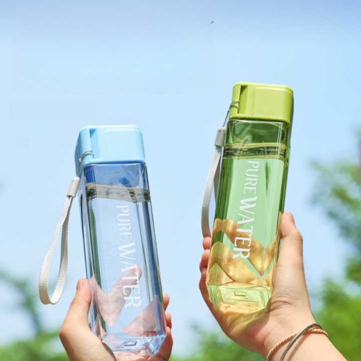 500ml Simple Square Transparent Water Bottle Portable Sport Cup For Drinking Kitchen Tools Water Bottle For School Gym Travel