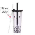 700ml 710ml 24oz double wall reusable plastic bubble tea tumber cup milk tea tumbler cup boba tumbler cup with big straw. 
