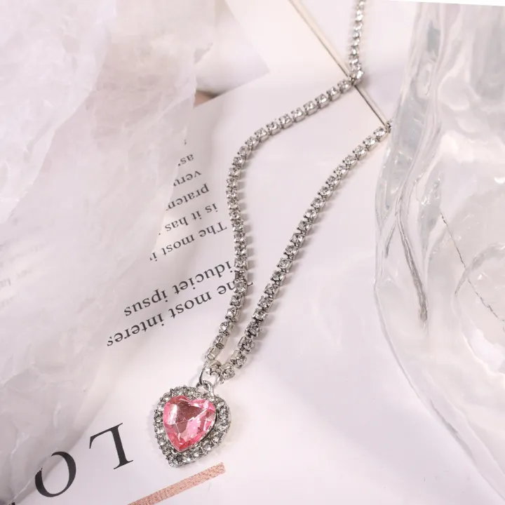 Pink%20Heart%20Pendant%20Necklace%20for%20Women%20Lovers%20Rhinestione%20Clavicle%20Chain%20Chocker%20Female%20Cute%20Crystal%20Moonstone%20Jewlery%20Gifts%20-%20Image%204