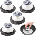 5Pcs Stainless Steel Scrubber with Handle,Heavy Duty Dish Scrubber Cleaning Brush for Pots, Pans Easy to Use.