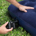 Bestway Single Air Bed / Semi Double Inflatable Mattress (39x74x8.5cm) Portable, Durable Flocked Comfort Bed | Best for Home, Camping, Outdoor Travel | High Load Capacity 330 LBS + Free Electric Pump. Blue Comfortable Sleeping Solution Outdoor Adventures. 