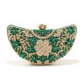 Green Color Women Evening Bags With Rhinestones Hollow Out Style Clutch Diamonds Moon Design Wedding Glitter Luxury Lady Bridal.