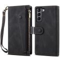 xprmy for Samsung Galaxy S22 Plus 5G Vintage Leather Cover Flip Wallet Case Card Slots Zipper Pocket Handbag with Hand Strap.